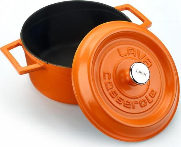 Lava Döküm Demir Spring Yuvarlak Tencere Trendy Kapak Mat Turuncu (Ø) 20 Cm Özel Seri - Image 1