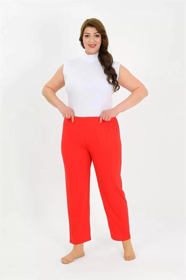 Kadın Pamuklu Büyük Beden Alt Pijama Kırmızı - Image 1