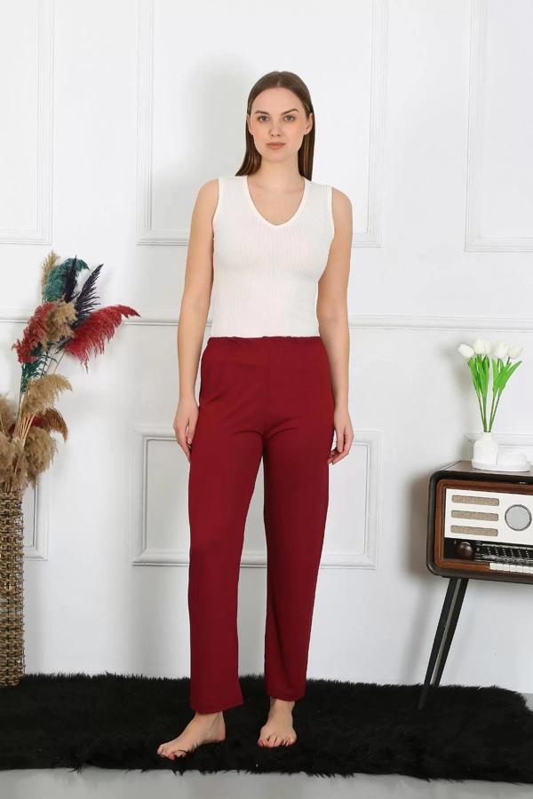 Kadın Pamuk Penye Tek Alt Pijama Bordo - Image 1