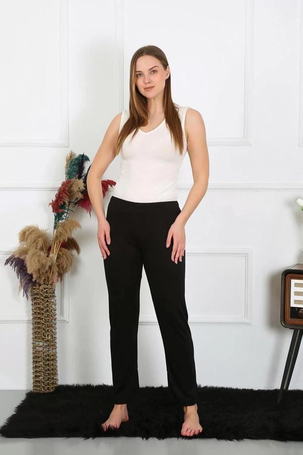 Kadın Pamuk Penye Tek Alt Pijama Siyah - Image 1