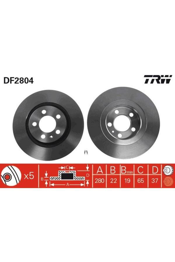 Trw Ön Fren Aynası Golf Iv 97-06 Bora 98-05 Octavıa 99>Toledo Iı-Leon 99-06 A3 99> 280X22X5Dlxhaval - Image 1