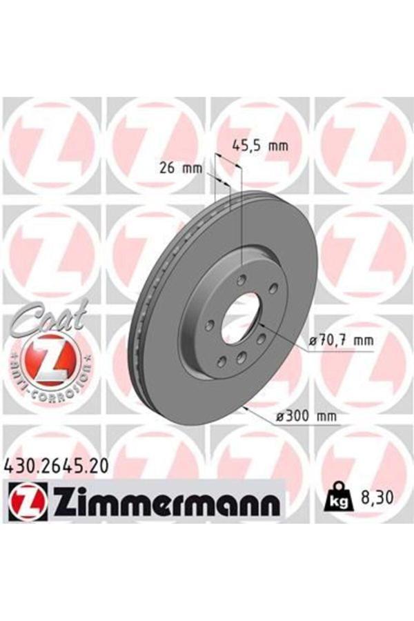Zimmermann Ön Fren Aynası Insıgnıa B 16 Inç 18> Astra J 09 > Zafıra C 11 > Cruze 09 > 300X26X5Dlxhavalı 56 - Image 1