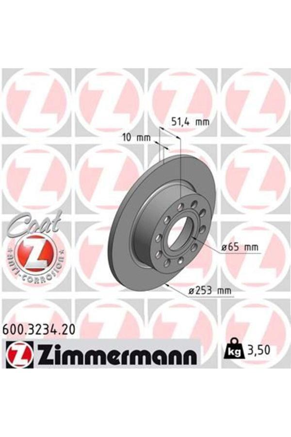 Zimmermann Arka Fren Aynası Golf V-Vı-Octavıa 04>Toledo Iıı Altea 04>Leon 04>Caddy Iıı A3 03> 255X10X9Dl 9 - Image 1