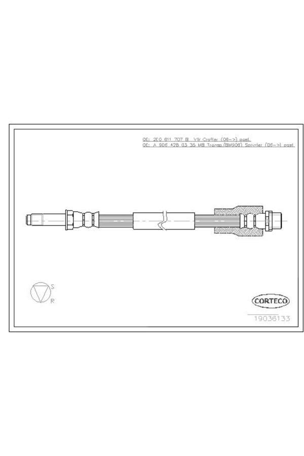 Corteco Fren Hortumu Arka Mercedes Sprınter B906 B907 . Vw Crafter 30-35-50 - Image 1