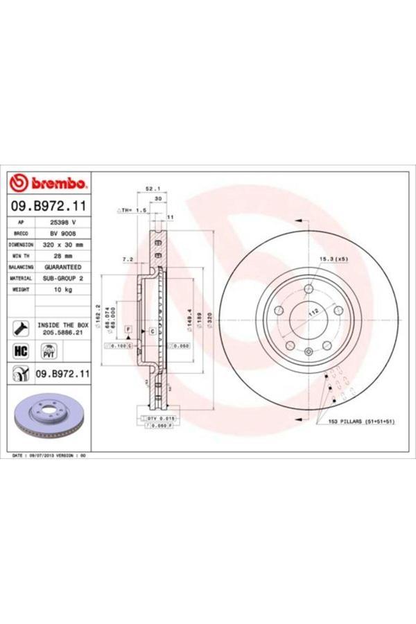 Brembo Ön Fren Aynası A4-A5-A6-A7-Q5 320X30X28Xhavalı 986479753-Df6148 - Image 1
