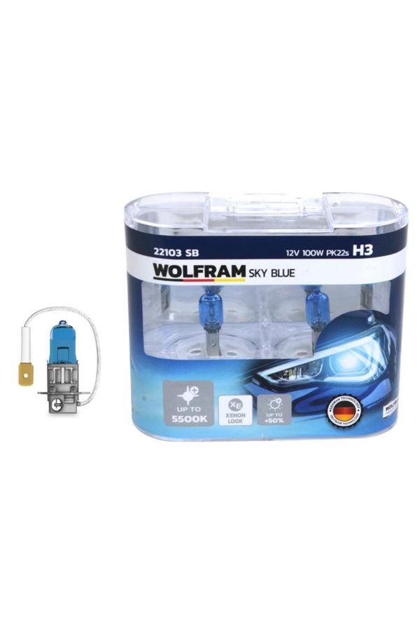 Wolfram Ampul 12V H3 100 Pk22S Sky Blue Beyaz Işık - Image 1