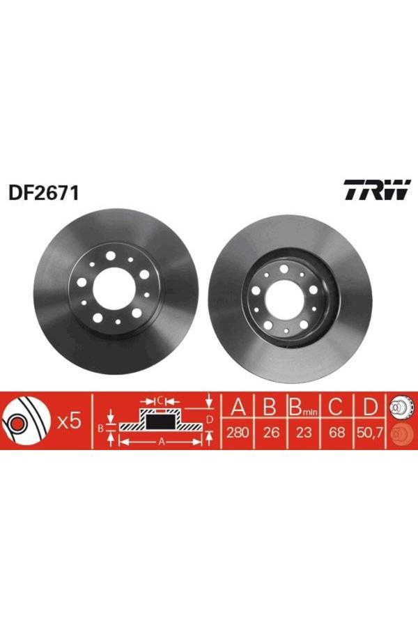 Trw Ön Fren Aynası Volvo 850 91-97 -S70-C70-V70-960-2.0-2.5-2.5 20V-2.5Tdı 97 > 280X26X5Dlxhavalı - Image 1