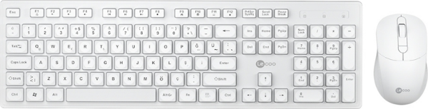 Lenovo Lecoo KW201 Kablosuz Türkçe Beyaz Q Klavye & Mouse Set - Image 1