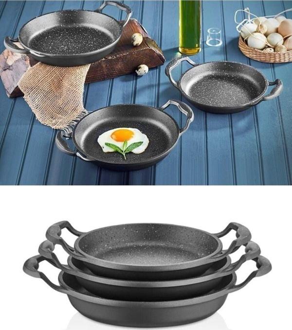 Altunhome 3'Lü Set Döküm Siyah Granit Sahan Tava 22Cm - 20Cm - 18Cm - Image 1