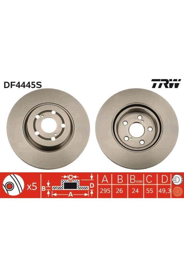 Trw Ön Fren Aynası Adet Avensıs 2.4-2.0D-4D 03>Corolla Verso 1.8-2.0D-4D 04> 295X26X5Dlxhavalı - Image 1