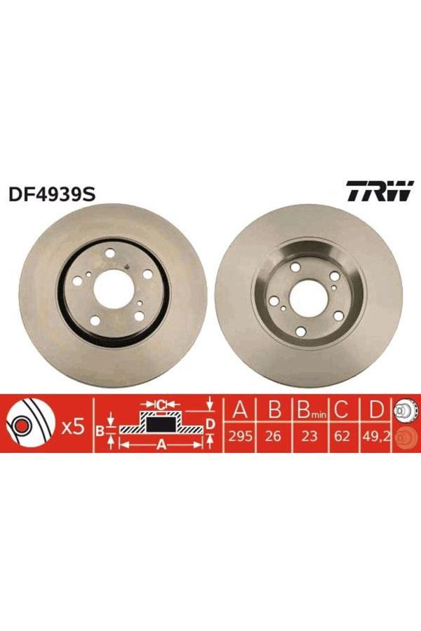 Trw Ön Fren Aynası Aurıs Ze15-Re15 2.0D-4D-2.2D-4D 03/07>Avensıs 09>Verso 09> 295X26X5Dlxhavalı - Image 1