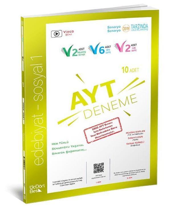 Üçdörtbeş Yayınları Ayt Edebiyat - Sosyal 1 10'Lu Deneme - Üç Dört Beş Yayınları - Image 1