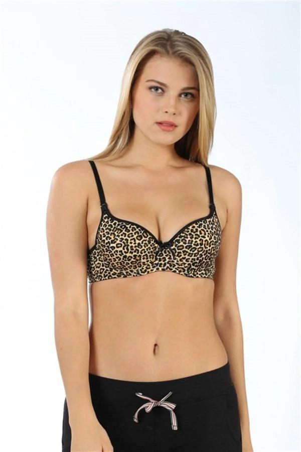 Desteksiz Sütyen B Kap Kahve - Leopar - Image 1