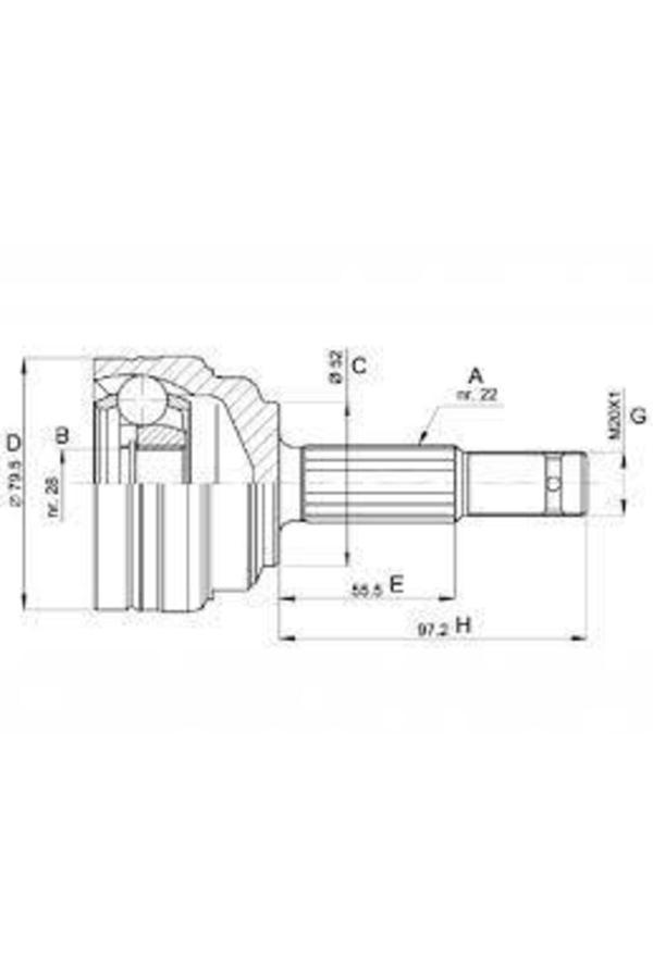 Ölmez Oto Yedek Parça Aks Kafası Dış Combo 1,2 1994-2002 Mt A:22 C:52 B:28 H:97,2 L:58,5 - Image 1