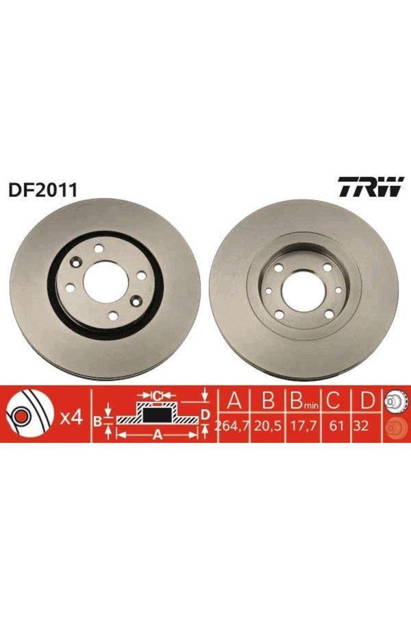 Trw Ön Fren Aynası R21 89 94 2.0İe 2.1 D Turbo 264.5X20.5X4Delik - Image 1