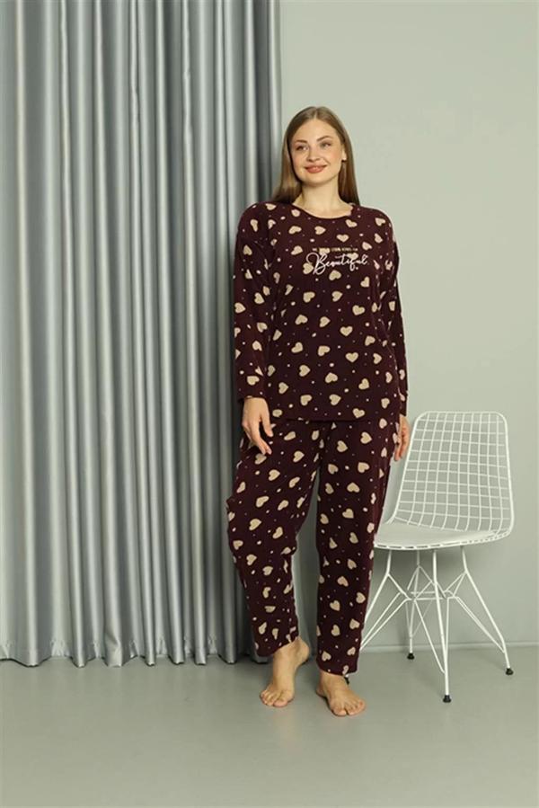 Polar Kadın Büyük Beden Pijama Takımı Bordo - Image 1