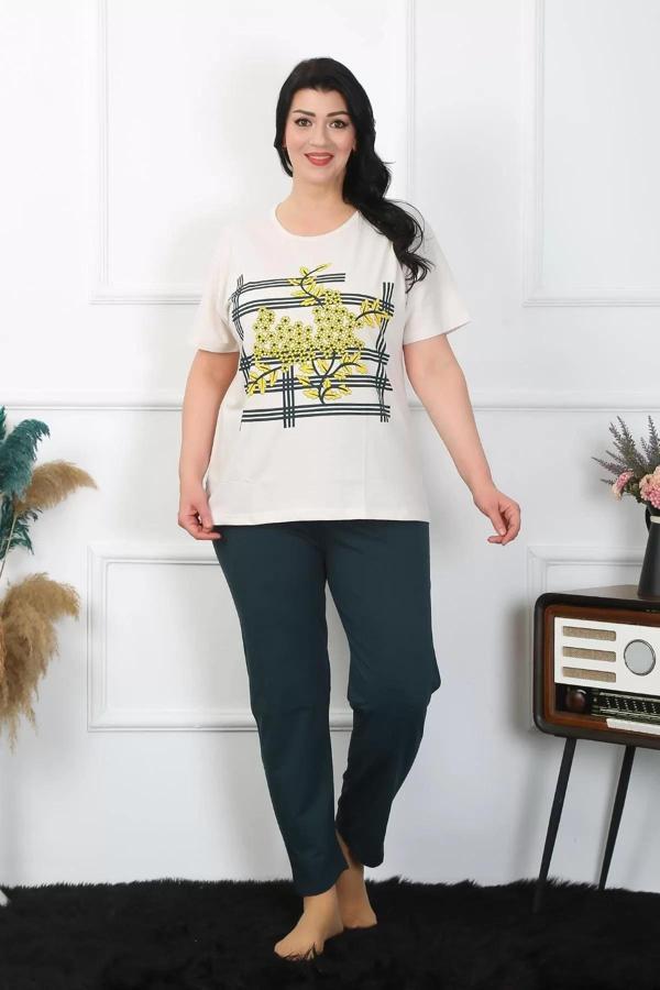 Kadın Büyük Beden Krem Pijama Takımı - Image 1