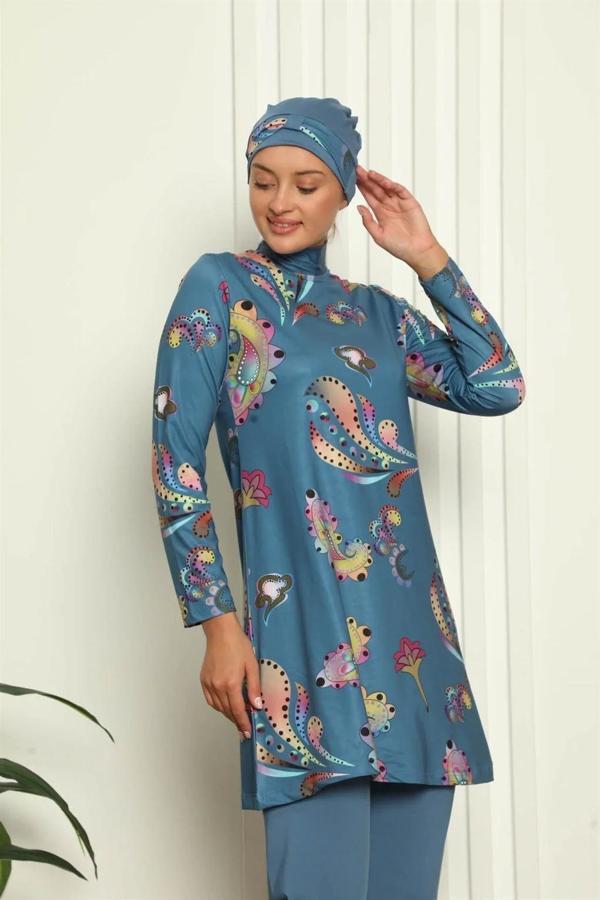 Tam Tesettür Dijital Desenli Mayo 31043 - Image 1