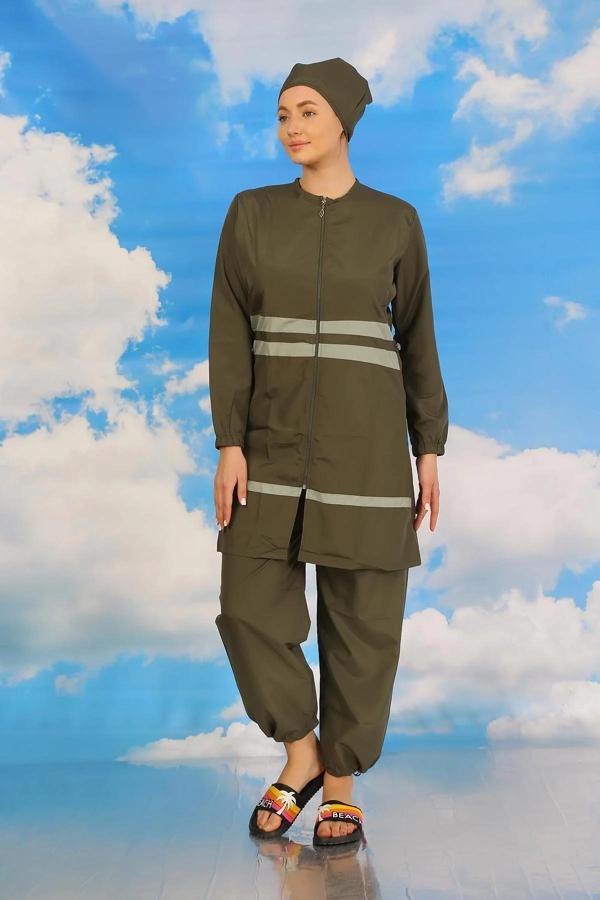 Kadın Tam Tesettür Mayo Haki - Image 1