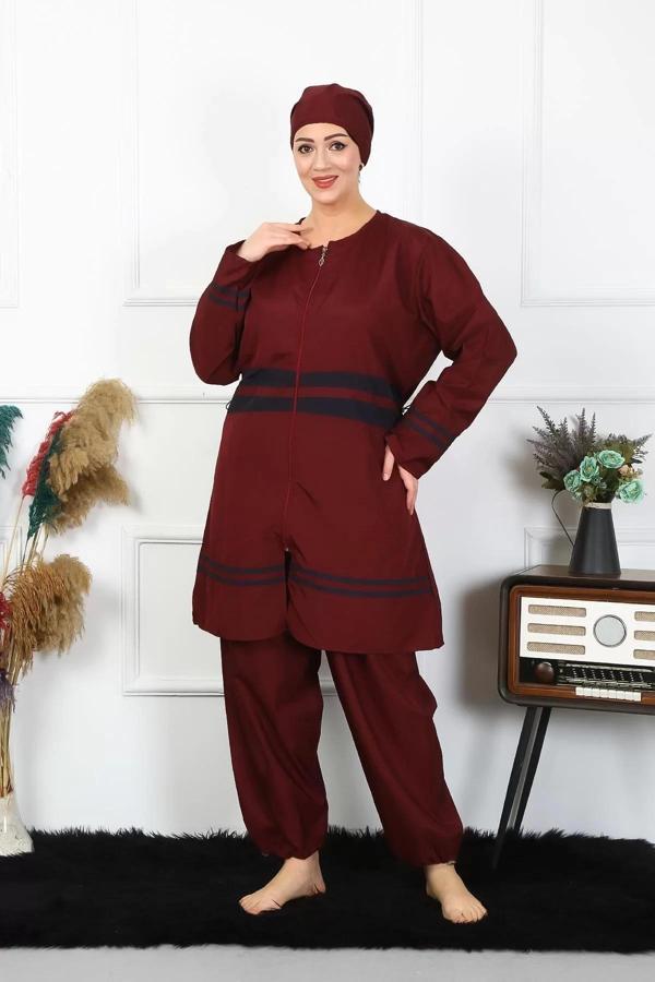 Büyük Beden Tesettür Mayo 7XL-8XL-9XL-10XL Bordo - Image 1