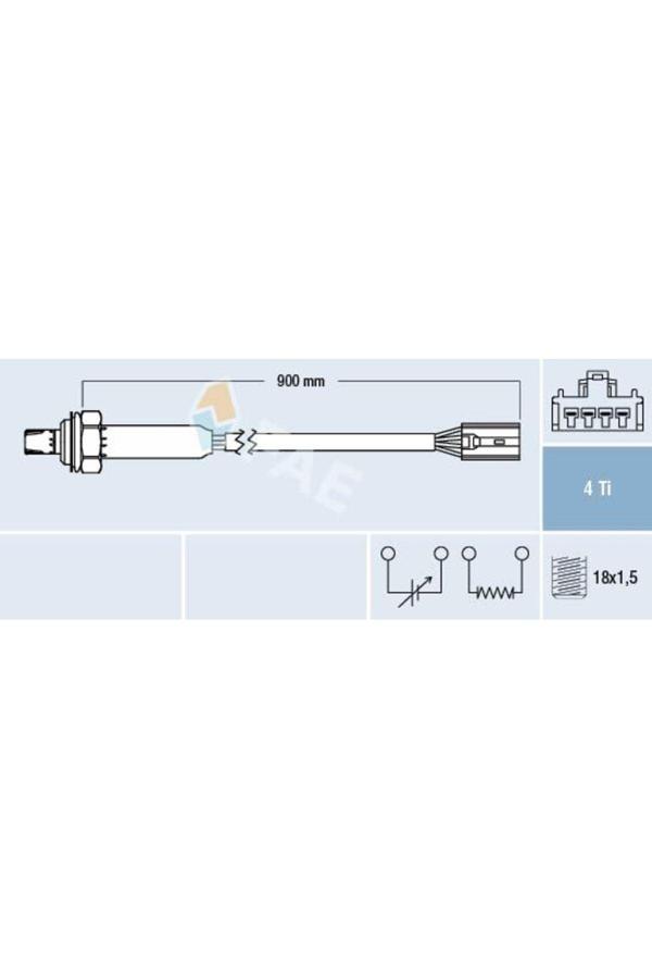 Fae Oksijen Sensörü Arka Volvo S40 1.9T4 2.0T 1997-2000 V40 1.9T4 2.0T 1997-2000 870Mm - Image 1