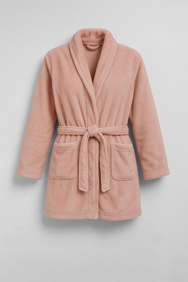Kadın Yumuşak Kadife Dokulu Pudra Sabahlık - Image 1
