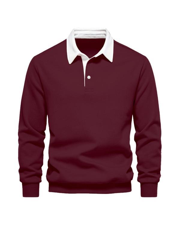 Ghassy Co. Erkek Retro Renk Bloklu Pamuklu Gömlek Yaka Sweatshirt - Image 1