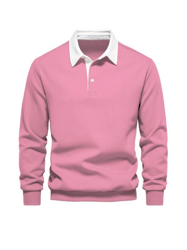 Ghassy Co. Erkek Retro Renk Bloklu Pamuklu Gömlek Yaka Sweatshirt - Image 1