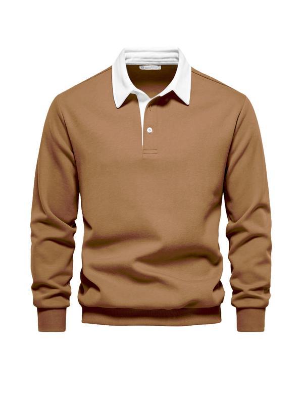 Ghassy Co. Erkek Retro Renk Bloklu Pamuklu Gömlek Yaka Sweatshirt - Image 1