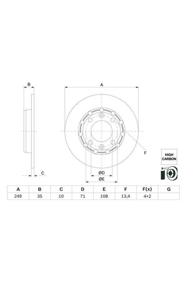 Bosch Arka Fren Aynası Corsa F 19> Mokka 20> 208 19> 2008 19> C4 20> Ds3 18> 249X35X4Dl Dolu - Image 1
