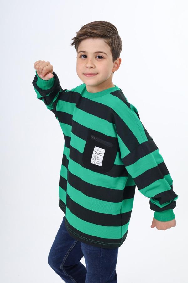 Toontoy Erkek Çocuk Çizgili Sweatshirt - Image 1