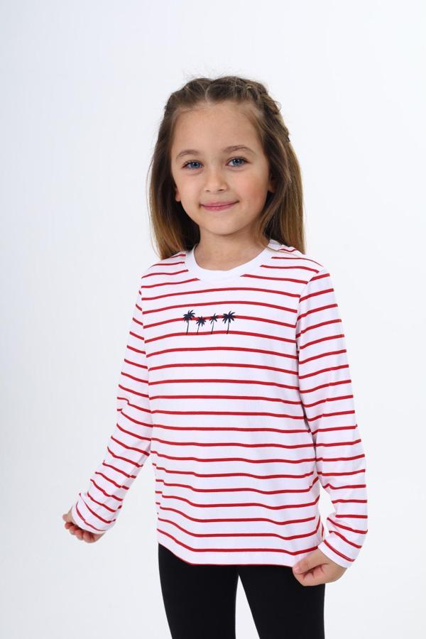 Toontoy Kız Çocuk Çizgili Tişört - Image 1