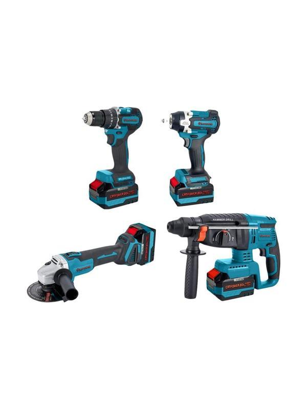 Catpower 1580 Kömürsüz 20V 3x4.0Ah Akülü 4’lü Set - Kırıcı Delici - Avuç Taşlama - Darbeli Vidalama - Somun Sıkma - Image 1