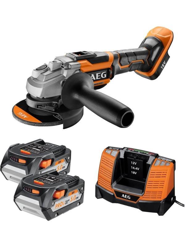 Aeg BEWS18-125BLLI-502C 2x5.0Ah Çift Akülü Kömürsüz Avuç Taşlama - 4935464417 - Image 1