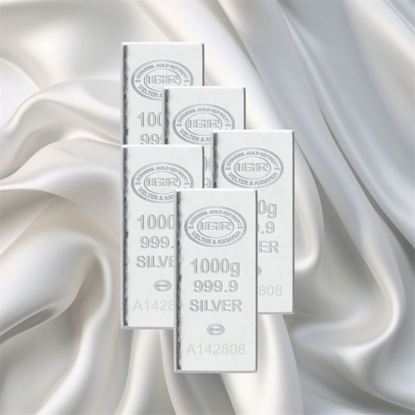 5 Adet 1000 Gr İar Gümüş Külçe - Image 1