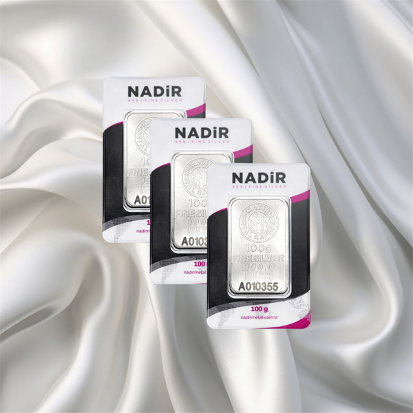 3 Adet 100 Gr Nadir Gümüş Külçe - Image 1