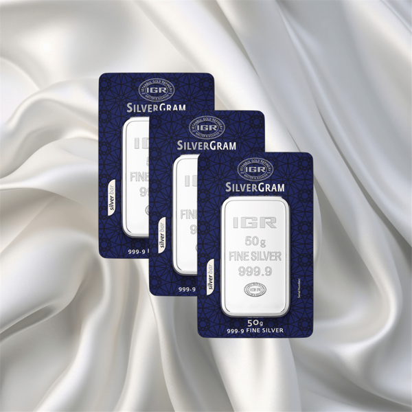 3 Adet 50 Gr İar Gümüş Külçe - Image 1