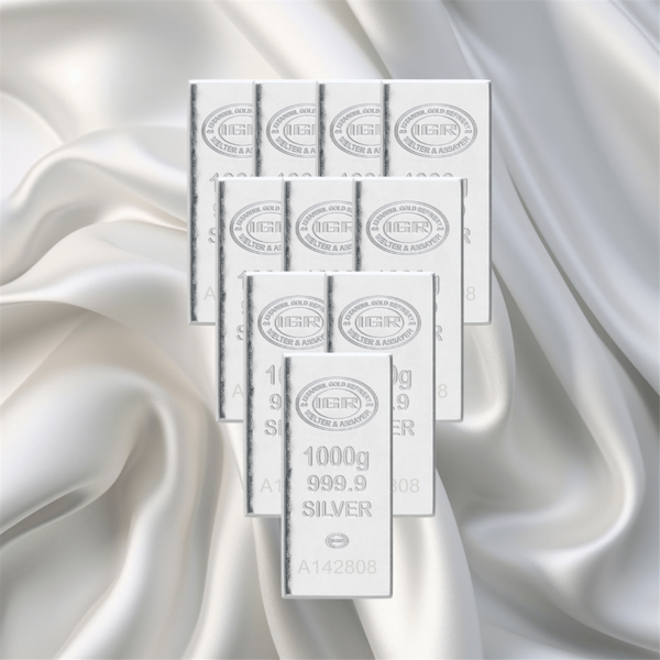 10 Adet 1000 Gr İar Gümüş Külçe - Image 1