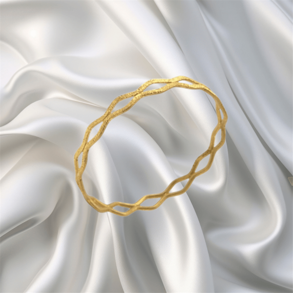 22 Ayar İkili Simli Dalgalı Ajda Bilezik - Image 1