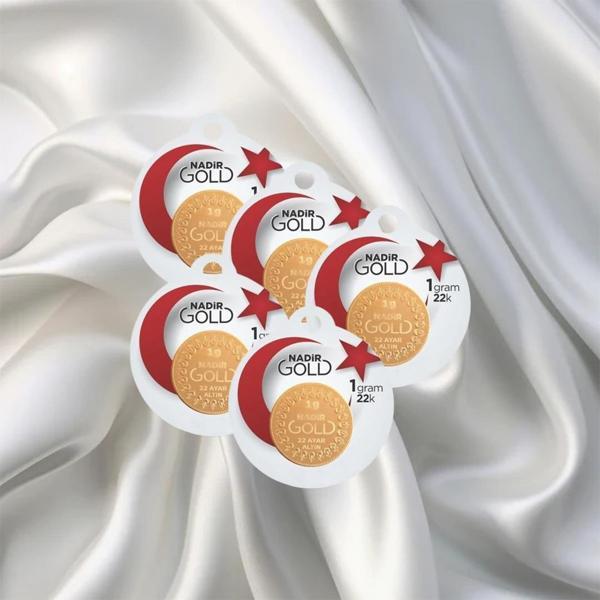 5 Adet 1 Gr 22 Ayar Nadir Gram Altın - Image 1