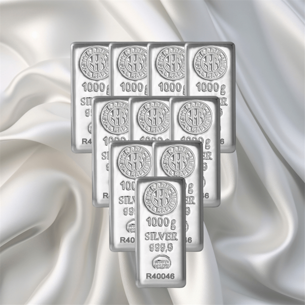 10 Adet 1000 Gr Nadir Gümüş Külçe - Image 1