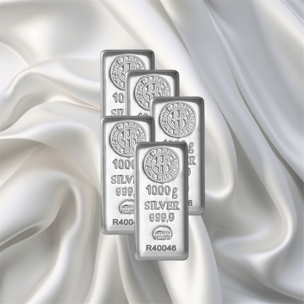 5 Adet 1000 Gr Nadir Gümüş Külçe - Image 1