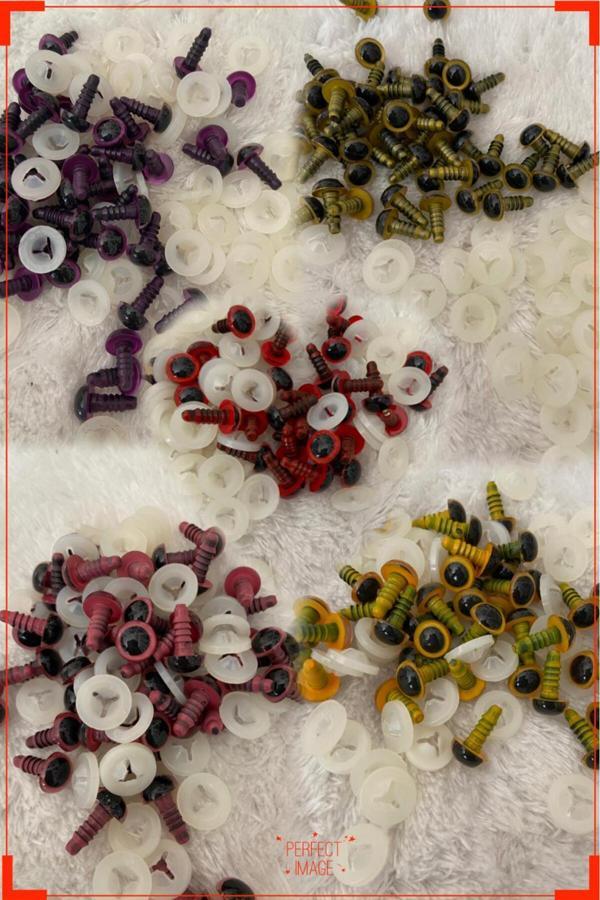 Trendhobievi Amigurimi Vidalı İthal 12 Milim Karışık Renkli Göz ( 50 Çift ) - Image 1