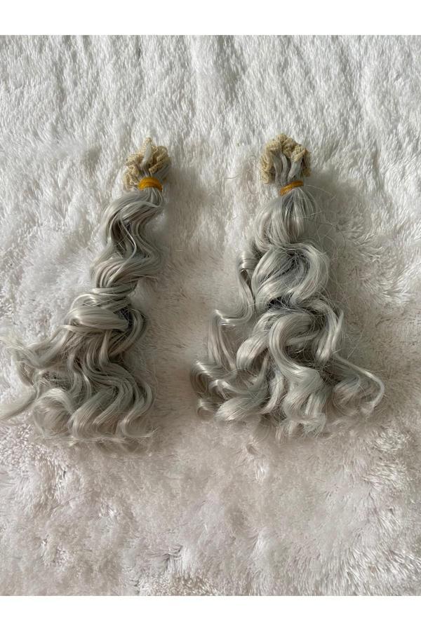 Trendhobievi Amigurumi Sentetik Kıvırcık Saç Oyuncak Bebek Saçı 15 Cm ( 2 Adet Fiyatı ) Krem - Image 1