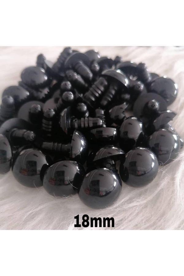 Trendhobievi Amigurimi Vidalı İthal Siyah 18 Mm Göz ( 25 Çift ) - Image 1