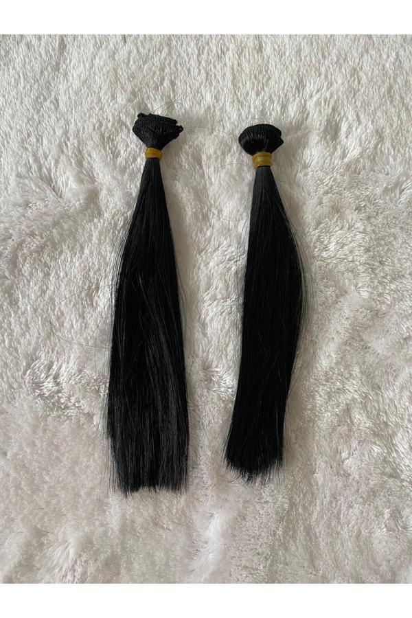 Trendhobievi Amigurumi Sentetik Saç Oyuncak Bebek Saçı 20 Cm ( 2 Adet Fiyatı ) Siyah - Image 1