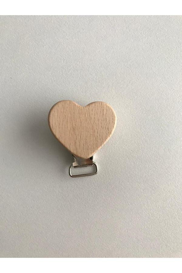 Trendhobievi Emzik Zinciri Ahşap Klipsi ( Kalp ) 3 Adet - Image 1