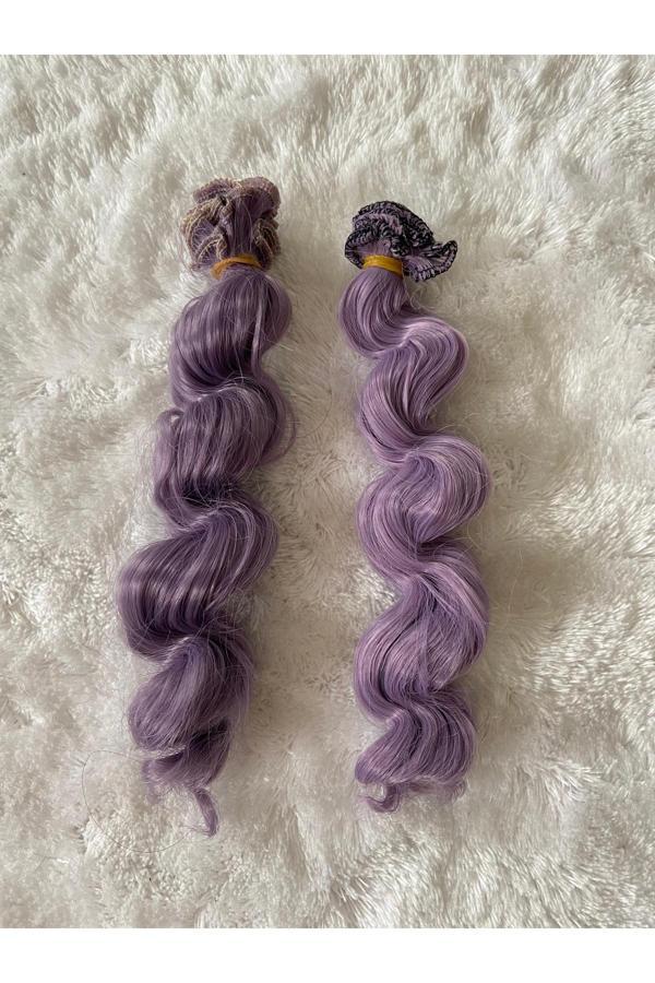 Trendhobievi Amigurumi Sentetik Kıvırcık Saç Oyuncak Bebek Saçı 15 Cm ( 2 Adet Fiyatı ) Eflatun - Image 1