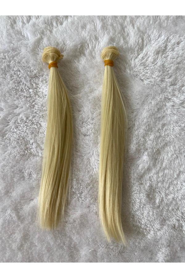 Trendhobievi Amigurumi Sentetik Saç Oyuncak Bebek Saçı 20 Cm ( 2 Adet Fiyatı ) Açık Sarı - Image 1