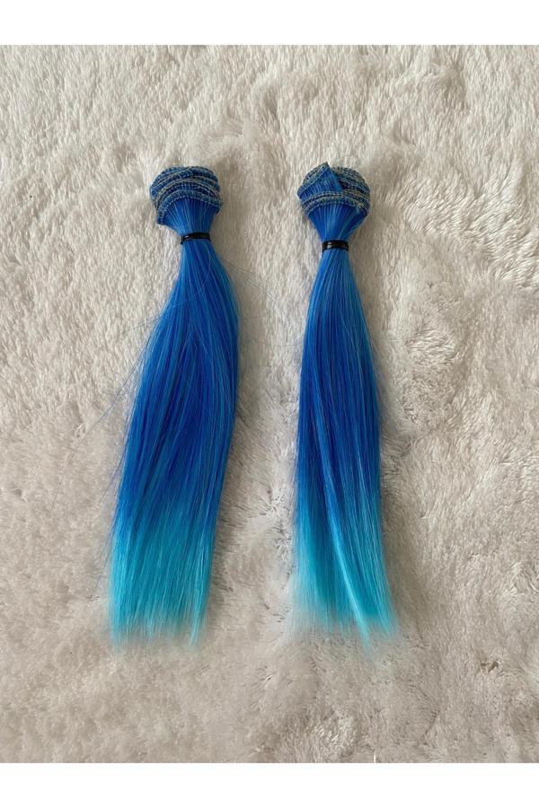 Trendhobievi Amigurumi Sentetik Saç Oyuncak Bebek Saçı 20 Cm ( 2 Adet Fiyatı ) Koyu Mavi - Image 1